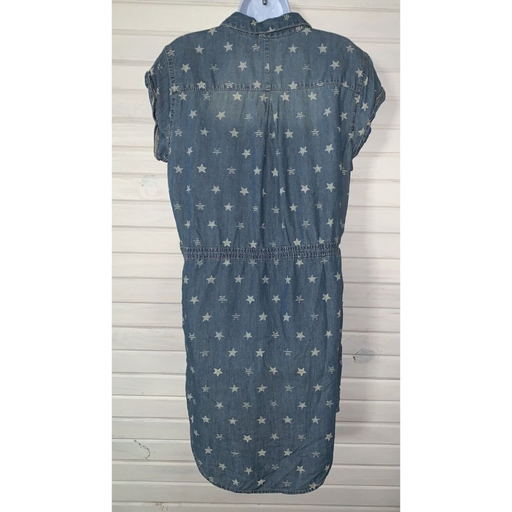 NWT SONOMA Goods For Life Sz MEDIUM Shirt Dress Chambray Denim Stars Pockets - Picture 8 of 12